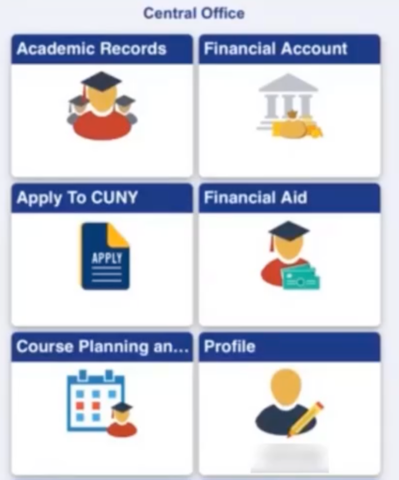 CUNYfirst main navigation