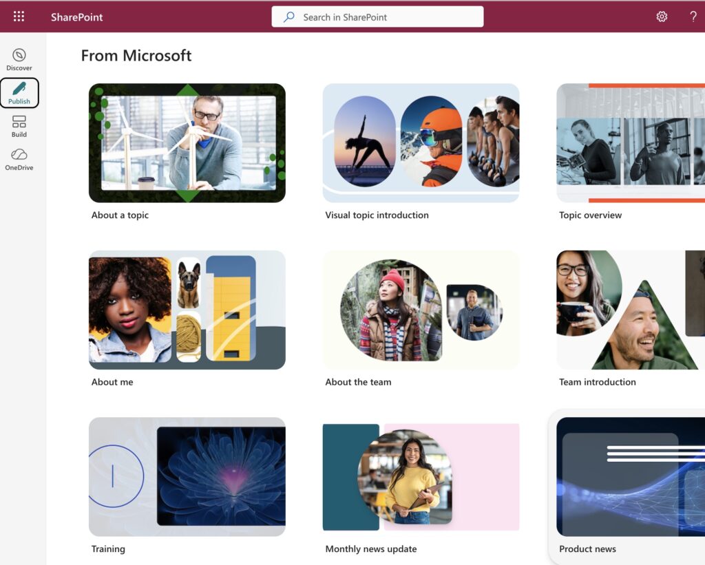 SharePoint template gallery