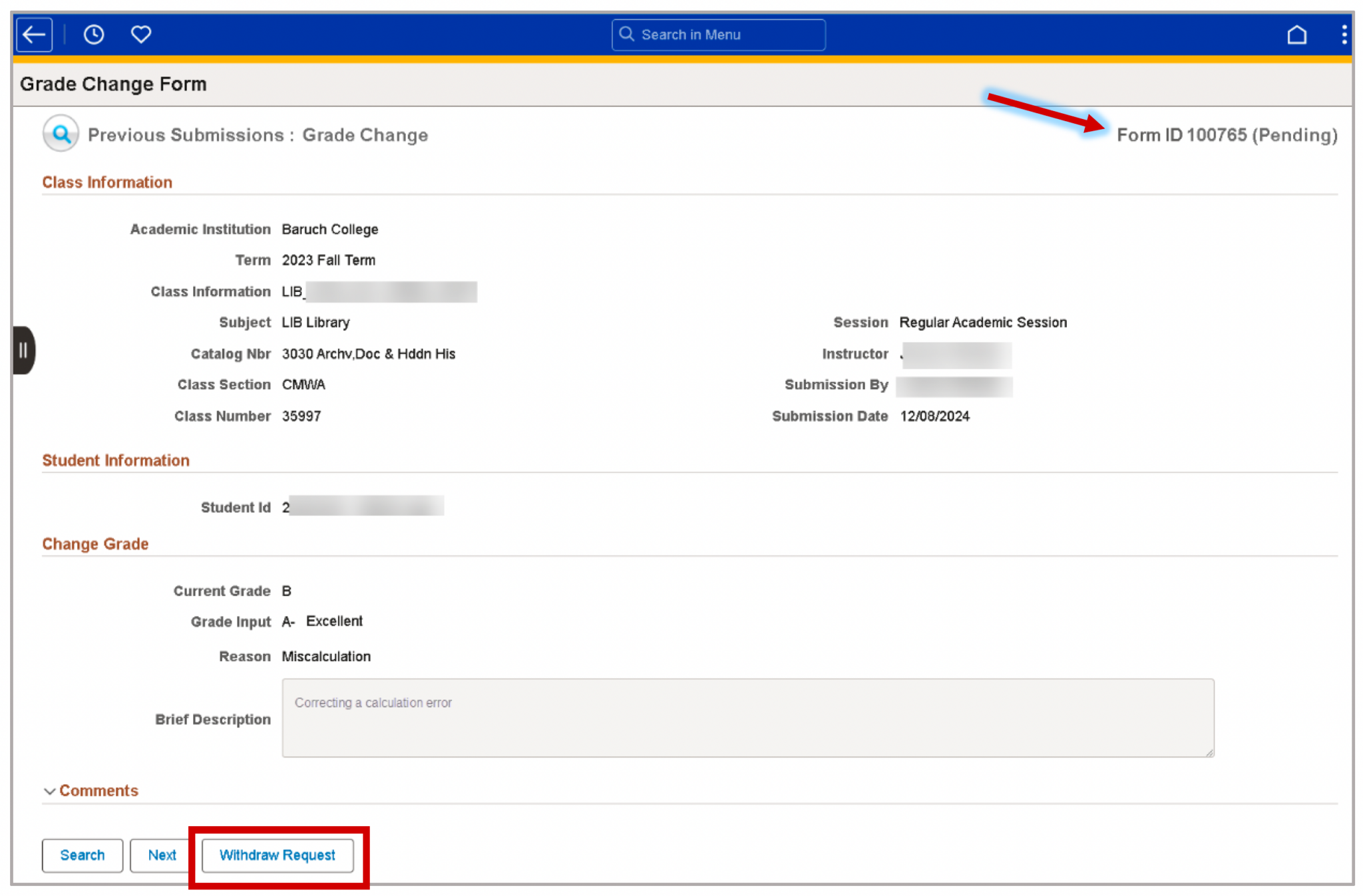 CUNYfirst Grade Change/WN Reversals Updating an Existing Request BC Knowledge for Employees